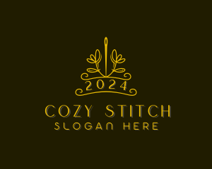 Floral Needle Stitching logo design