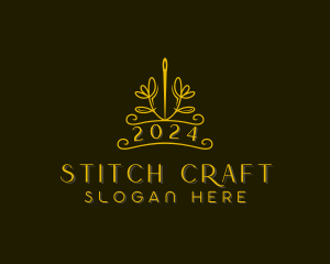 Floral Needle Stitching logo design