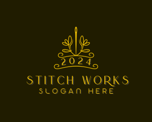 Floral Needle Stitching logo design