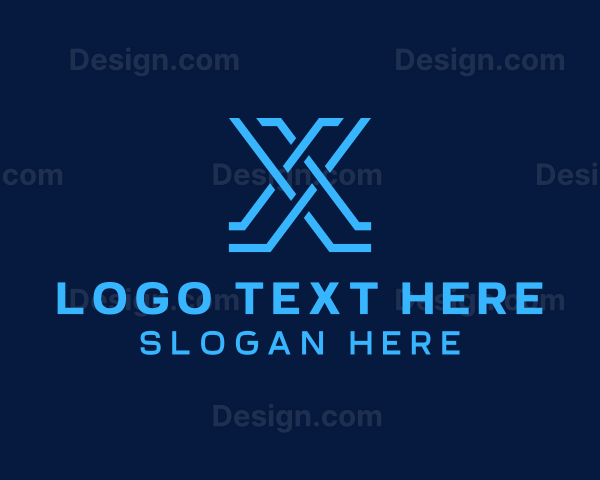 Blue Digital App Letter X Logo