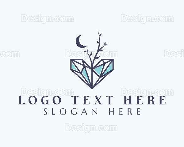 Moon Heart Gemstone Logo