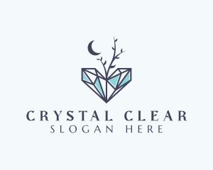 Moon Heart Gemstone logo design