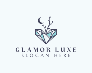 Moon Heart Gemstone logo design