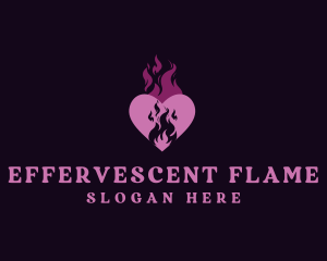 Flame Heart Love logo design