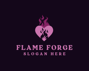 Flame Heart Love logo design