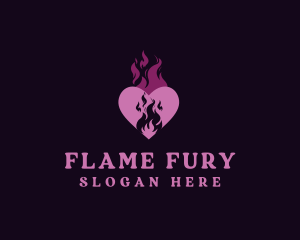 Flame Heart Love logo design