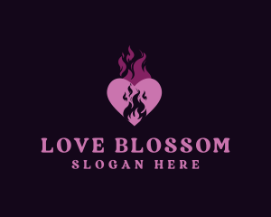 Flame Heart Love logo design