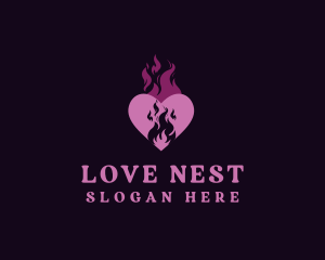 Flame Heart Love logo design