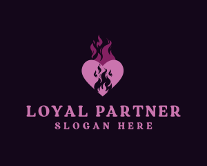 Flame Heart Love logo design