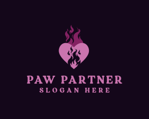 Flame Heart Love logo design