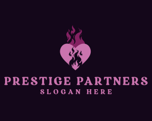 Flame Heart Love logo design