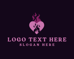 Marriage - Flame Heart Love logo design