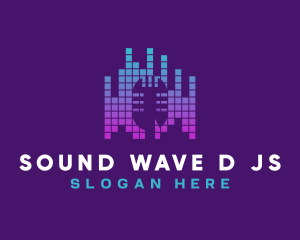 Digital Microphone Wave logo design