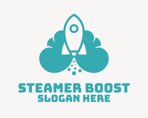 Blue Rocket Launch Cloud logo design