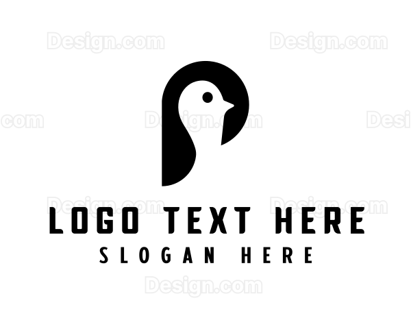 Minimalist Penguin Bird Logo