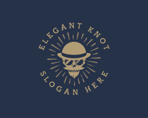 Hipster Gentleman Skull logo design