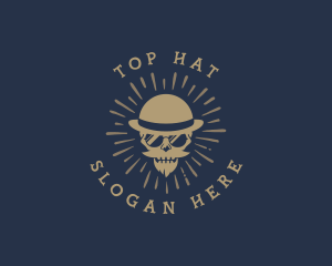 Hipster Gentleman Skull logo design