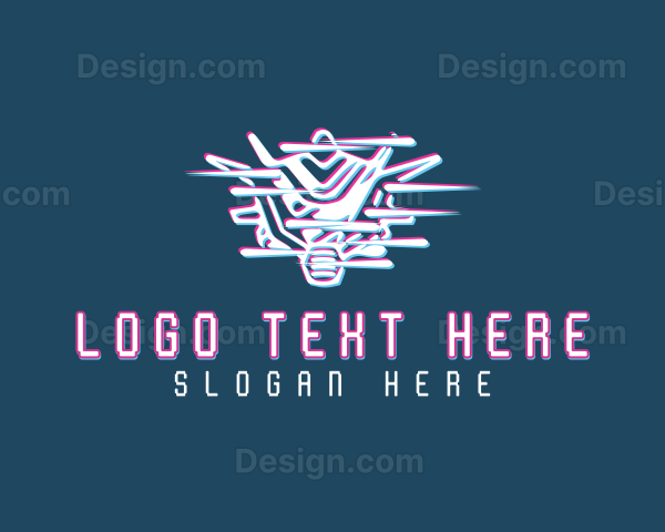 Robot Helmet Glitch Logo