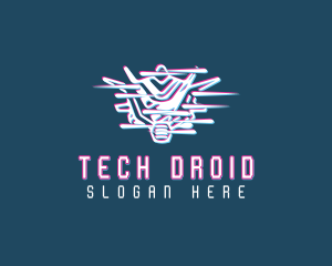 Robot Helmet Glitch logo design