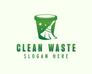 Broom Trash Sanitation logo design