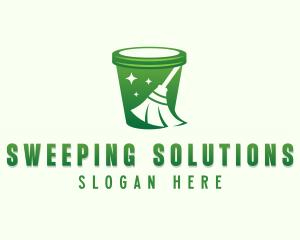 Broom Trash Sanitation logo design