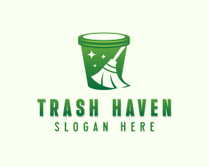 Broom Trash Sanitation logo design