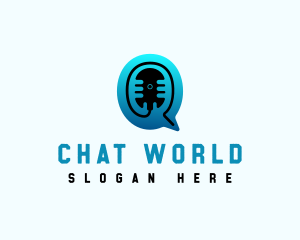 Podcast Mic Chat logo design