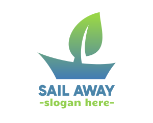 Gradient Sail Boat Leaf logo design