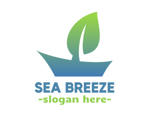 Gradient Sail Boat Leaf logo design