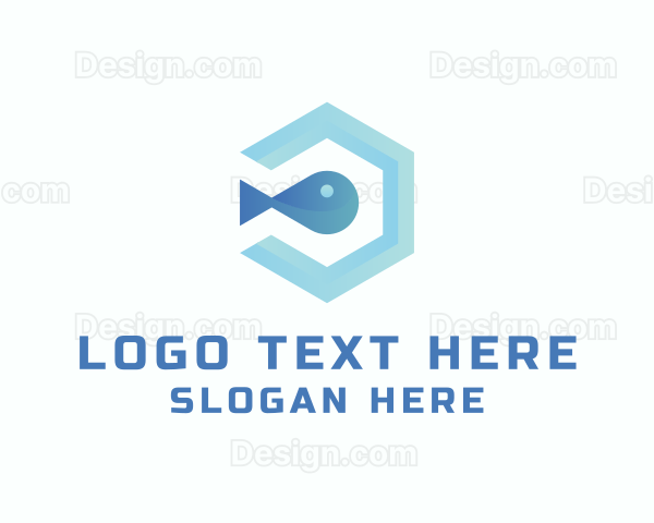 Fish Aqua Hexagon Logo