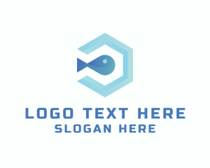 Fish Aqua Hexagon logo