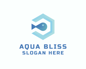 Fish Aqua Hexagon logo design