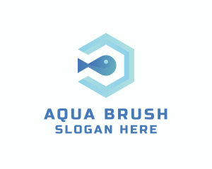 Fish Aqua Hexagon logo design