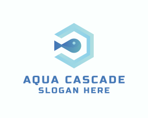 Fish Aqua Hexagon logo design