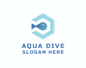 Fish Aqua Hexagon logo design