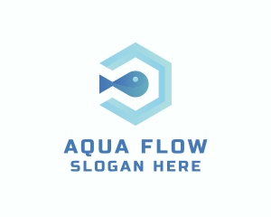 Fish Aqua Hexagon logo design