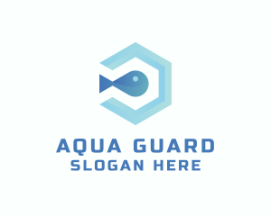 Fish Aqua Hexagon logo design