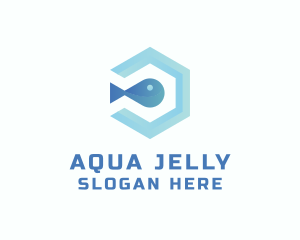 Fish Aqua Hexagon logo design