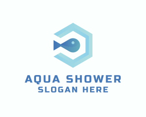 Fish Aqua Hexagon logo design