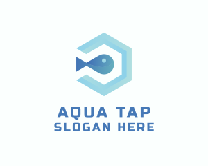 Fish Aqua Hexagon logo design