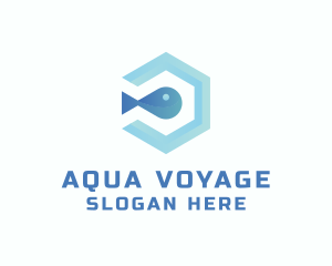 Fish Aqua Hexagon logo design