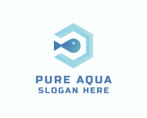 Fish Aqua Hexagon logo design