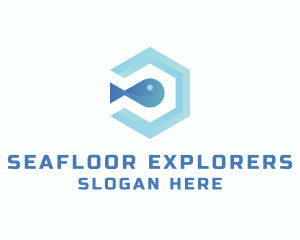 Fish Aqua Hexagon logo