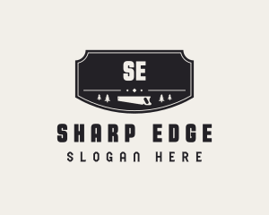 Wood Saw Tree Shield logo design