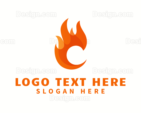 Burning Fire Letter C Logo