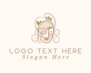 Woman Face Leaf logo