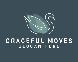 Monoline Swan Bird logo design