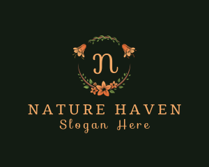 Nature Flower Wreath  logo design