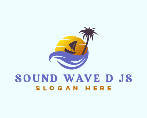 Tropical Island Boat Sailing logo design