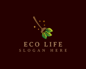 Leaf Nature Broom logo design